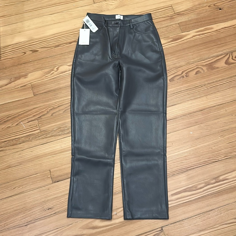 WILFRED * Charcoal faux fur leather pants * NWT